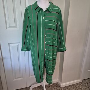 MSK Green Long Sleeve Striped Dress